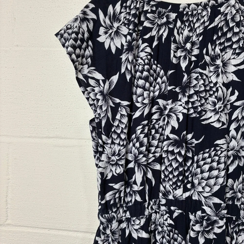 J. Crew Womens Sleeveless Crinkle Dress Size 6 Navy Vacation Novelty Resort